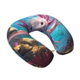 thumbnail image 2 of KLL Cute Underwater Axolotl Pattern Memory Foam Cervical Neck Pillow Versatile U-Shaped Pillows for Home/Office/Camping/Travelling/Soft Washable Cover, 2 of 8
