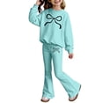 thumbnail image 3 of Tiijoy Sweatsuit for Girls Bow Crew Neck Pullover Sweatshirt Flared Pants Set, Sizes 3-10, 3 of 3