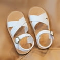 thumbnail image 4 of Otqutp Toddler Kids Open Toe Flat Leather Wide Sandals Baby Boys Girls Slip On Barefoot Shoes Soft Breathable Trendy Sandals, 4 of 5