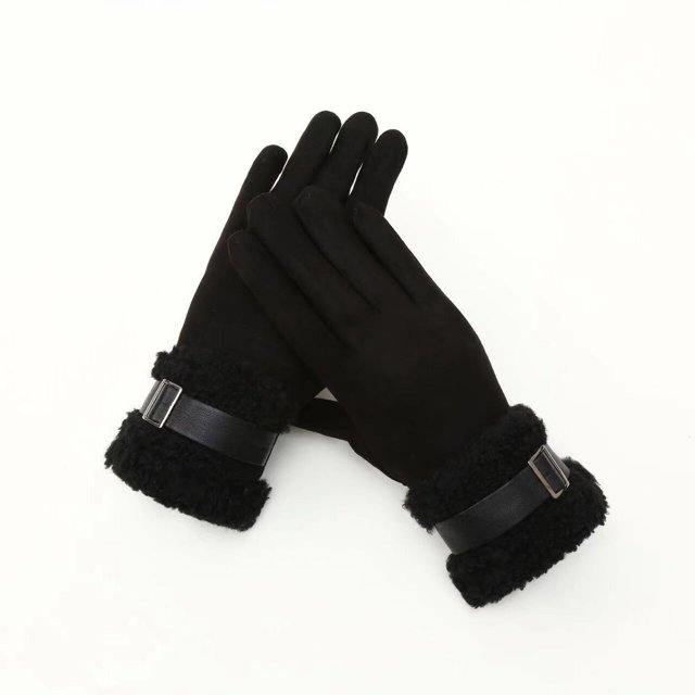 Suede Womens Gloves With Single Thread Mouth For Winter Warmth And Outdoor Plush Split Finger Screen Gloves