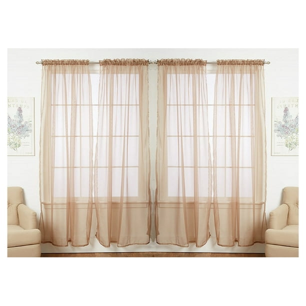 4 Pack Value Solid Sheer Window Curtain Panels Taupe Com 4 Pack Value Solid Sheer Window, Taupe Sheer Curtains