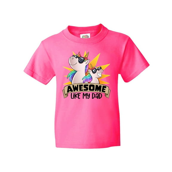 Inktastic Awesome Like My Dad Cute Unicorn Family in Sunglasses Youth T-Shirt