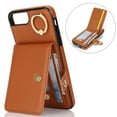 thumbnail image 3 of Allytechgroup iPhone 8 Plus/ 7 Plus Wallet Case, Ring Holder Stand Cards Slots Shockproof Retro Flip Back Cover Phone Case for Apple iPhone 8 Plus/ 7 Plus, Brown, 3 of 8