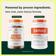 Genius Protein Powder, Chocolate - Dual Protein Blend with Improved Whey Isolate & Natural Egg White for Lean Muscle Building for Men & Women - Grass-Fed Pre & Post Workout Meal Replacement Shake