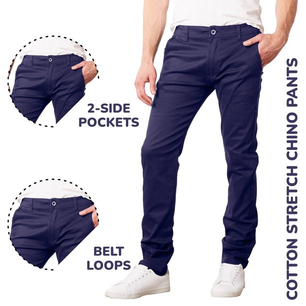 Mens Slim Fit Cotton Stretch Chino Pants 2 Packs - Walmart