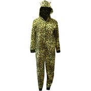 Sweet Treats Womens Jungle Leopard Print Hooded Onesie Footed Pajama