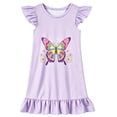 thumbnail image 2 of Gunia Kids Girls Nightgowns Pjs For Girls Playful Nightdress Cute Butterfly Print Flutter Sleeves Cozy Cute Night Gowns Sleepwear Light Purple 9-10 Years, 2 of 3