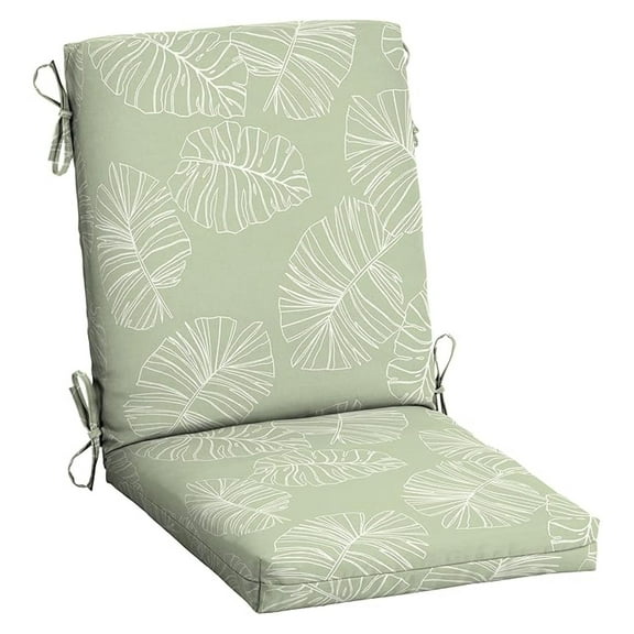 Arden Outdoor Dining Chair Cushion, 20 x 20, Rain-Proof, Fade Resistant, 20 x 20, Coastal Green Leaf 20 x 20 High Back
