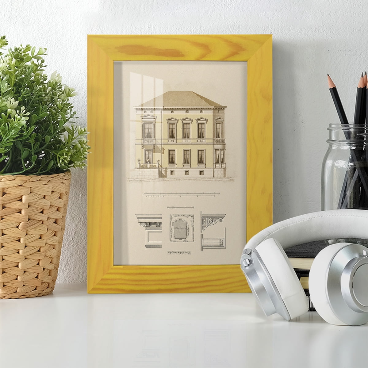 Estate and Plan VI -Framed Print w/glass-Sunflower Yellow