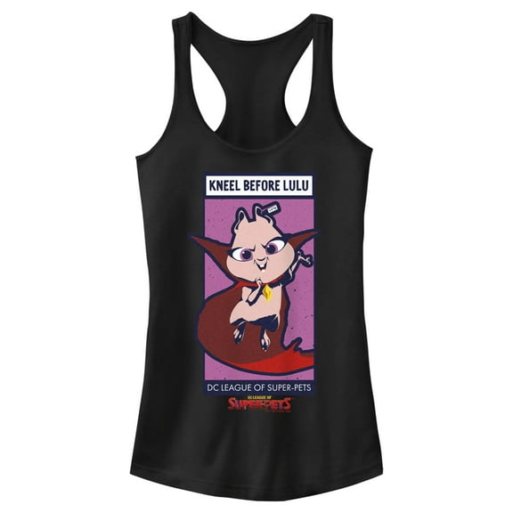 Junior's DC League of Super-Pets Kneel Before Lulu Poster  Racerback Tank Top Black Large