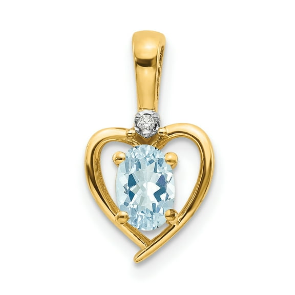 10K Diamond & Aquamarine Pendant