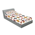 thumbnail image 2 of Ambesonne Emoji Fitted Sheet & Pillow Sham Set, Country Flags Cheery Faces, Twin, White and Multicolor, 2 of 2