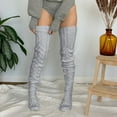 thumbnail image 2 of Nooxsoe Women Fleece Lined Thigh High Socks Over Knee Cable Knit Boot Socks Winter Warm Thermal Leg Warmer Stocking Gray One Size, 2 of 3