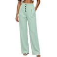 thumbnail image 2 of LEAVINGSUO Business Casual Pants for Women Solid Color Work Commuting Versatile Suit Pants With Pockets Mint Green S, 2 of 6