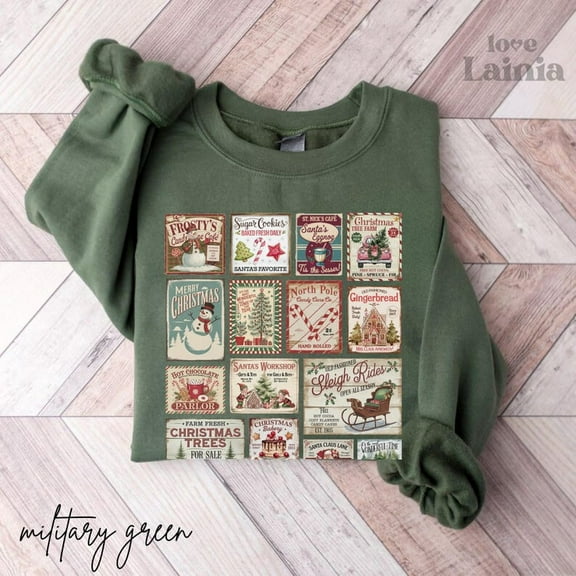 Velto Vintage holiday Stamps Sweatshirt, Retro Winter holiday Shirt, Holiday Gift All Size S-5XL