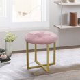 thumbnail image 2 of 17" Pink Velvet Tufted Accent Chair with Gold Metal Legs - Mid Century Modern Side Chair, 280Lb Capacity, 2 of 5