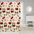 thumbnail image 2 of Manfei Leopard Pattern Bows Shower Curtain 72Wx72L,Red Sweet Cherry Bathroom Curtain, 2 of 5