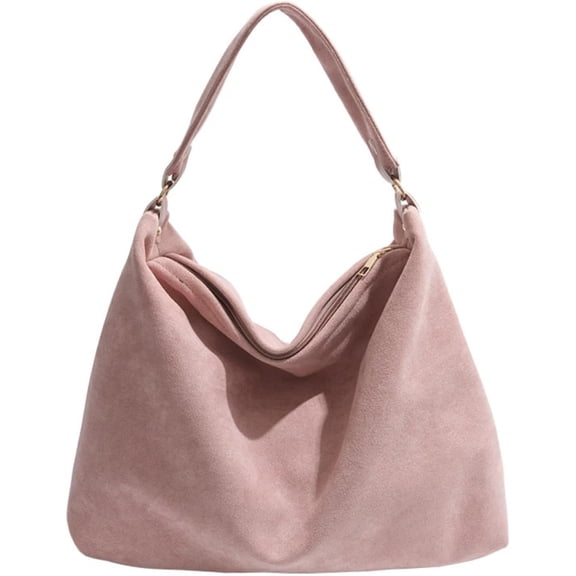 SPEKSEE Trendy Suede Crescent Shoulder Bag for Women Large Capacity Suede Purses for Work Travel College Tote Handbag