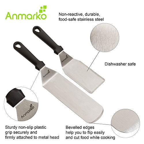 Metal Stainless Steel Spatula Set Griddle Scraper and Pancake 