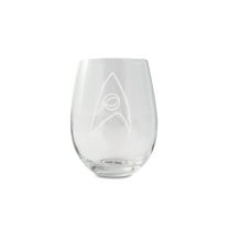 Star Trek Stemless Wine Glass Decorative Etched Sciences Emblem | Holds 20 Ounces
