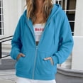 thumbnail image 2 of Gkeoshab Hoodie Women Solid Cotton Full Zip Up Oversized Hooded Sweatshirt Jacket Adjustable Drawstring Loose Long Sleeve Casual Outerwear With Convenient Side Pockets, 2 of 6