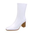 thumbnail image 1 of NECHOLOGY Botas Mujer Adulto Femenino Zapatos Botines para mujer Vintage Color sólido Cuero Cabeza cuadrada Grano de Grueso Tacón Botas de moda (White, 8), 1 of 7