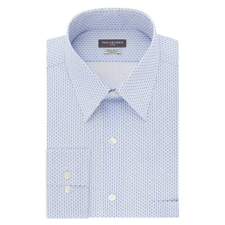 Van Heusen Men’s Wrinkle-Free Flex Collar Long Sleeve Twill Pattern Dress Shirt (Blue)