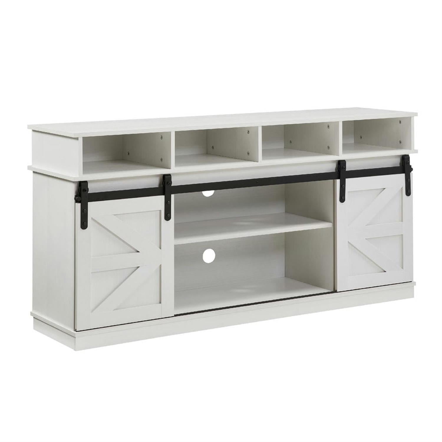 Demi Bonn Modern TV Stand with Sliding Barn Door, Farmhouse Wood Entertainment Center, Storage Cabinet Table Living Room with Adjustable Shelves for TVs Up to 65", White