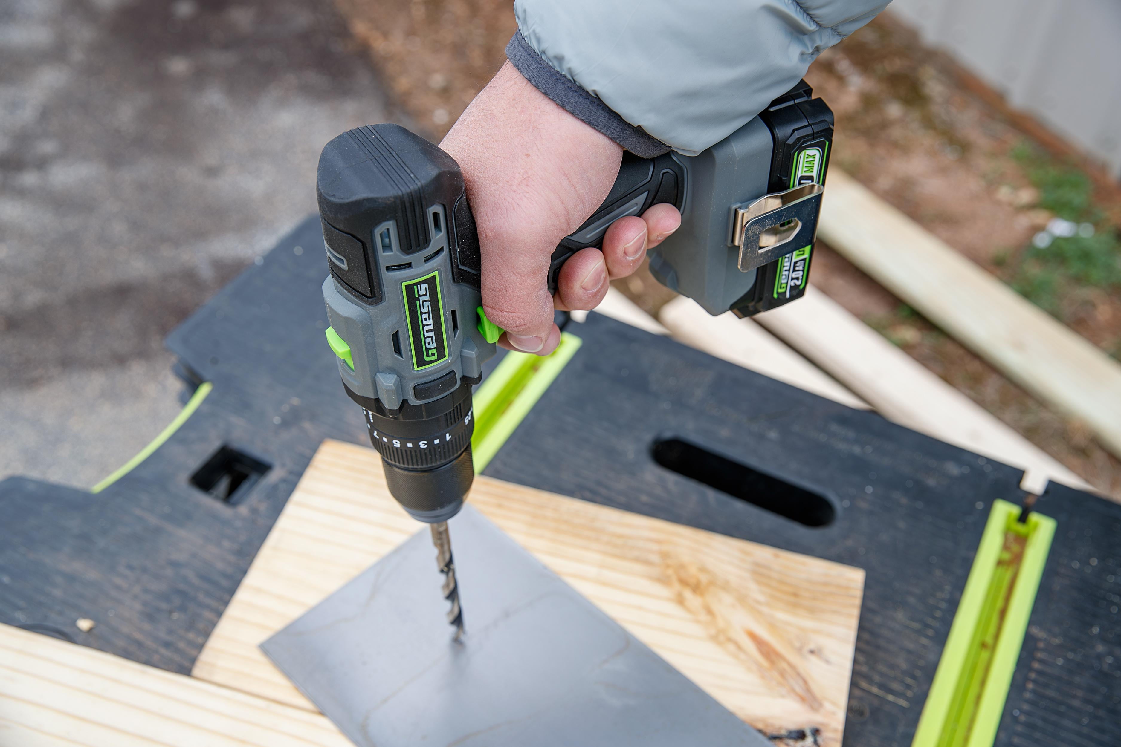 Genesis G20Max 20V Cordless 1/2 inch Hammer Drill with 2Ah Battery and Charger