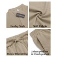 thumbnail image 5 of COOFANDY Men's 2 Pieces Linen Set Casual Henley Shirts Short Sleeve Beach Yoga Shorts Summer Pants Outfits, 5 of 5