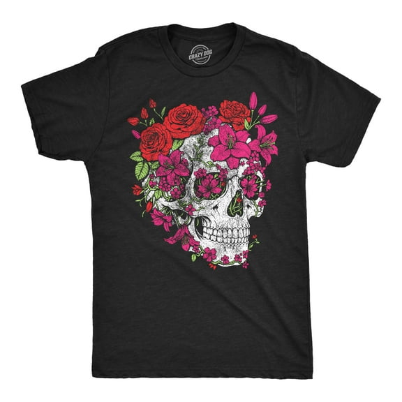 Mens Funny T Shirts Eternal Blossom Sarcastic Floral Skull Graphic Novelty Tee For Men Graphic Tees