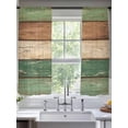thumbnail image 2 of Farmhouse Dark Sage Green Brown Sheer Curtains 72 Inch Length 2 Panels for Living Room, Vintage Wooden Striped Voile Kitchen Curtain Set, Luxury Privacy Drapes Window Treatment for Bedroom, 2 of 7
