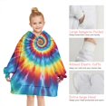 thumbnail image 6 of Colorful Tie Dye Mandala Pattern Blanket Hoodies for Kids 6-13YR Oversize Wearable Blanket Hoodies for Boys Girls Teens, 6 of 7