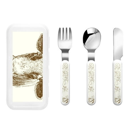 

Cauagu Cow Print 3-Pieces Toddler Cutlery Set Kids Silverware Set with Spoons Forks & Knife Stainless Steel Utensils for Kids Dishwasher Safe
