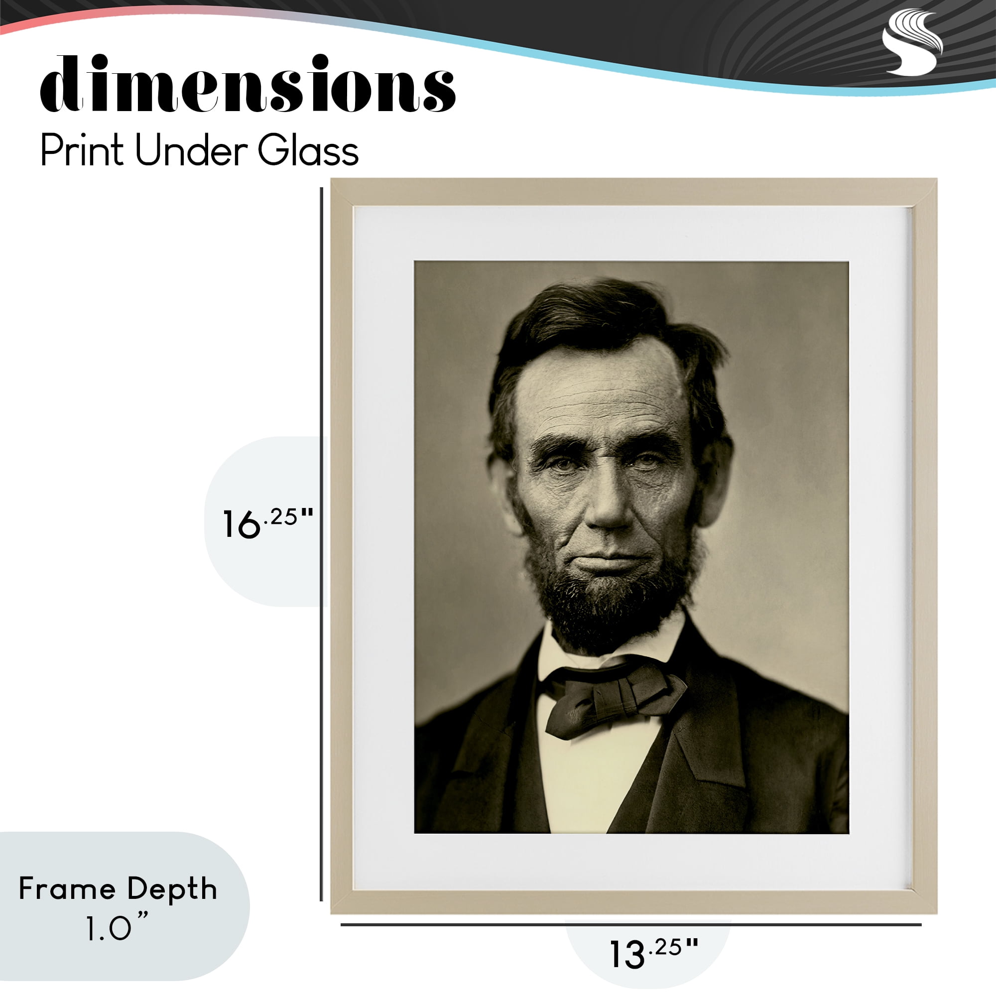 Stupell Industries Iconic Lincoln Portrait Birch Framed Print Under Glass, design by Alexander Gardner