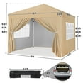 thumbnail image 3 of Yaheetech 10x10 Ft Pop Up Canopy Tent with 4 Sidewalls and Adjustable Heights, Khaki, 3 of 7