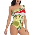 thumbnail image 3 of Pofeuu Avocado Lovers Wearing Umbrella Print Women's One Piece Swimsuits One Shoulder Swimwear Asymmetric Ruffle Monokinis Bathing Suits-Large, 3 of 6