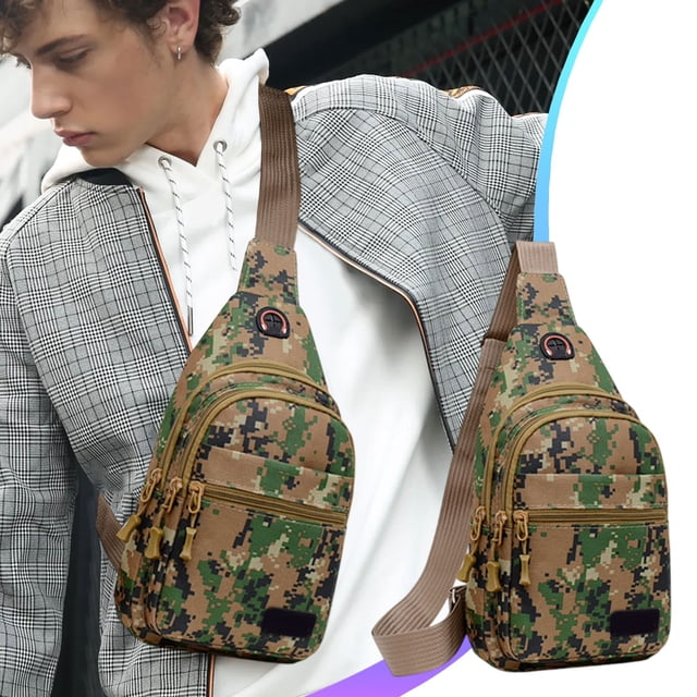La mejor bolsa de camuflaje para hombres y mujeres - Mochila de pecho estilo militar con 4 compartimentos para senderismo, viajes y uso diario