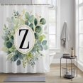 thumbnail image 3 of Letter Z Shower Curtain, Alphabet Green Eucalyptus Leaves Plant Simple Waterproof Shower Curtain Set with 12 Hooks Lightweight Bath Curtains Fabric Bathroom Decor 48x72 Inches, 3 of 9