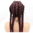 thumbnail image 2 of Wine Red Long Braided Wigs Synthetic Lace Front Wigs for Women 99J Color High Temperature Natural 4x Twist Braids Wigs with Baby Hair, 2 of 6