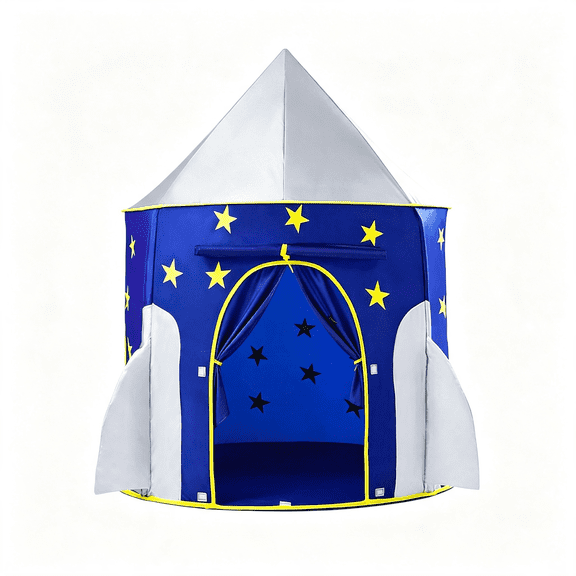 MISSMILE Kids Play Tent Rocket Ship Play Tent for Kids Boys Girls Indoor Toddler Tent Playhouse with Glow in the Dark Stars Indoor Playhouse