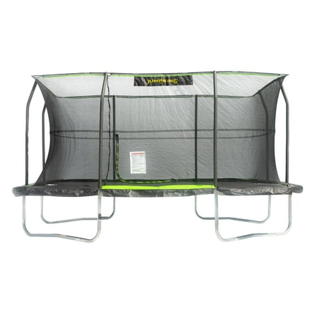 JumpKing Rectangular 10 x 15 Trampoline, with Foot Step, Lime (Best Price Rectangular Trampoline)