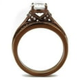 thumbnail image 3 of Womens Coffee Brown Ring Anillo Cafe Para Mujer 316L Stainless Steel with AAA Grade CZ in Clear Potenza, 3 of 5