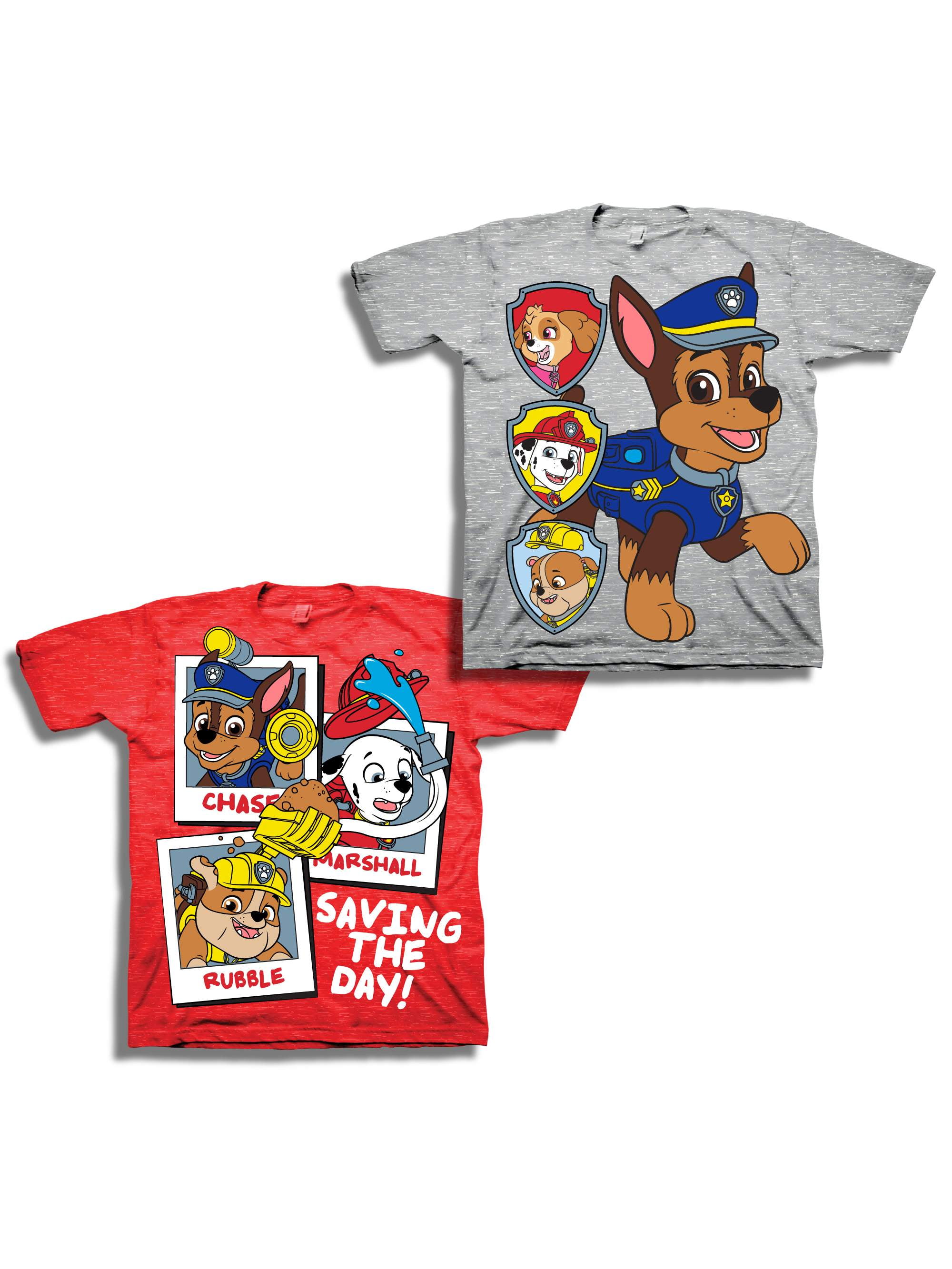 Boys Red Short Sleeve T Shirt with Paw Patrol detail
