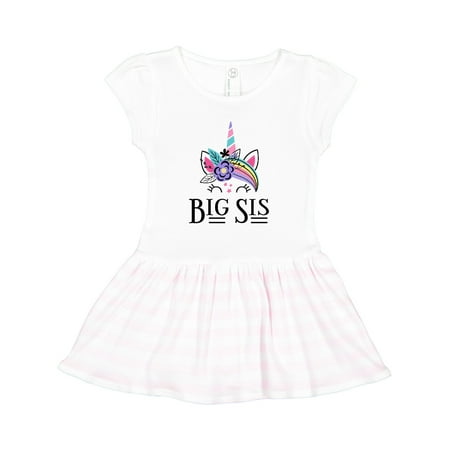 

Inktastic Sister Announcement Big Sis Unicorn Face Gift Toddler Girl Dress