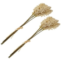 OULII Khaki Artificial Wheat Faux Flower Bouquet for Indoor Outdoor Decoration