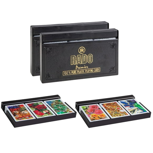 Rado Cards Premier Plastic Playing Cards Set Of 3 | For Adult - Bridge Size, Multicolour, Pvc Container, For Card Games, Poker & Rummy | With Much Better Look | Gift For Family & Friends