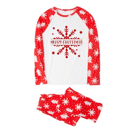 

Binpure Christmas Family Matching Pajamas Set Snow Print Long Sleeve T-shirt with Elastic Waist Pants