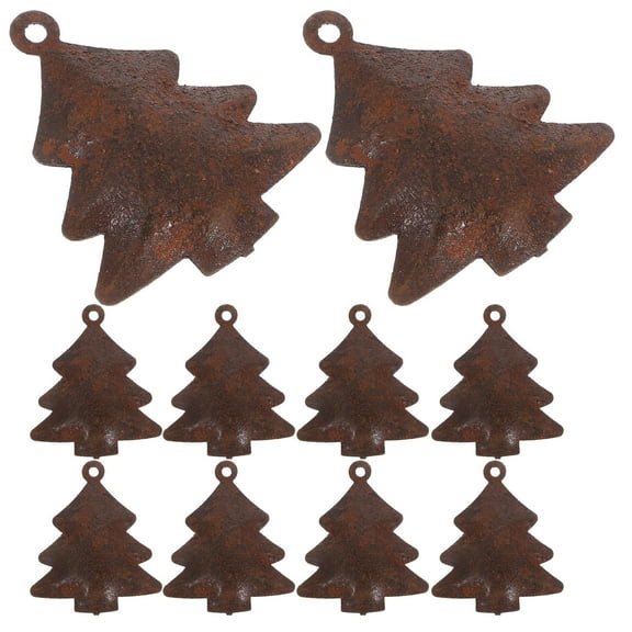 HOOWIFFY Rustic Vintage Bell Ornaments Brown Iron Christmas Decorations for Holiday Home Decor