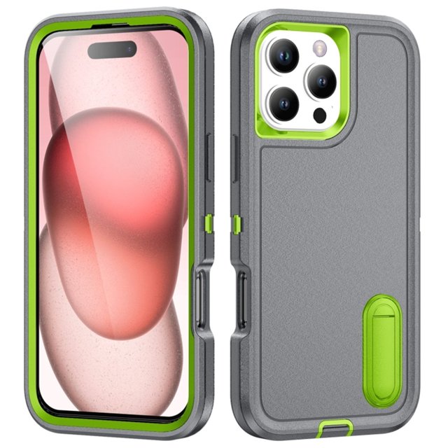 for iPhone 16 Pro Max Case, iPhone 16 Pro Max Phone Case with Built in Kickstand, Shockproof/Dustproof/Drop Proof Heavy Duty Military-Grade Rugged Protective Cover for iPhone 16 Pro Max,Grey